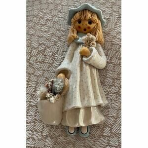 Vintage salt dough doll girl 70’s boho